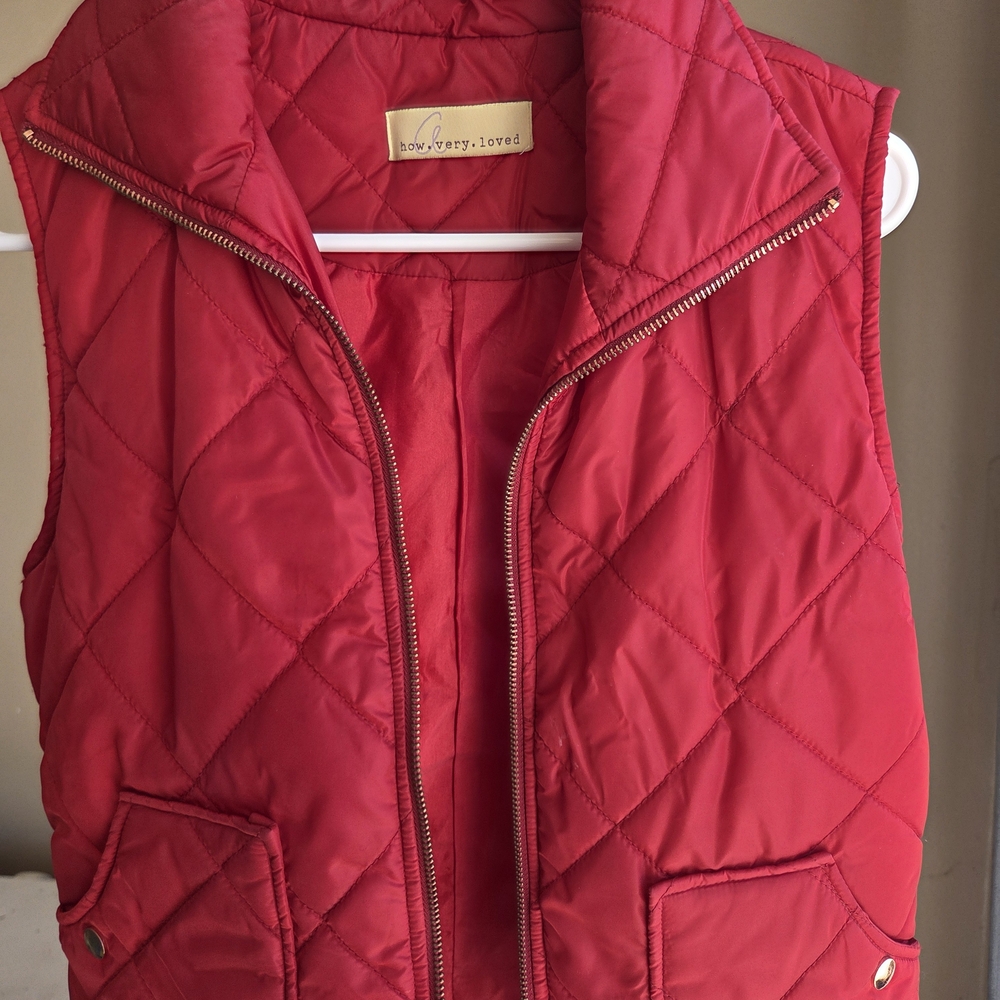 Women's Red Quilted Vest